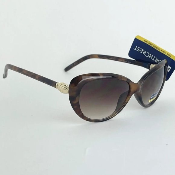 SG00769 NorthCrest Women Sunglasses Brown W/ Gold Design 100% UVAUBV Protection - Picture 2 of 7
